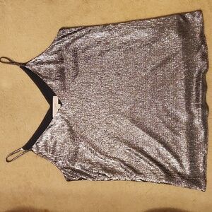 Loft Shimmer Silver Tank Top Size Small